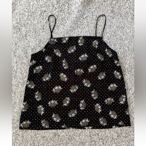 Top Shop Women’s Black Daisy Spaghetti Strap Shirt Blouse